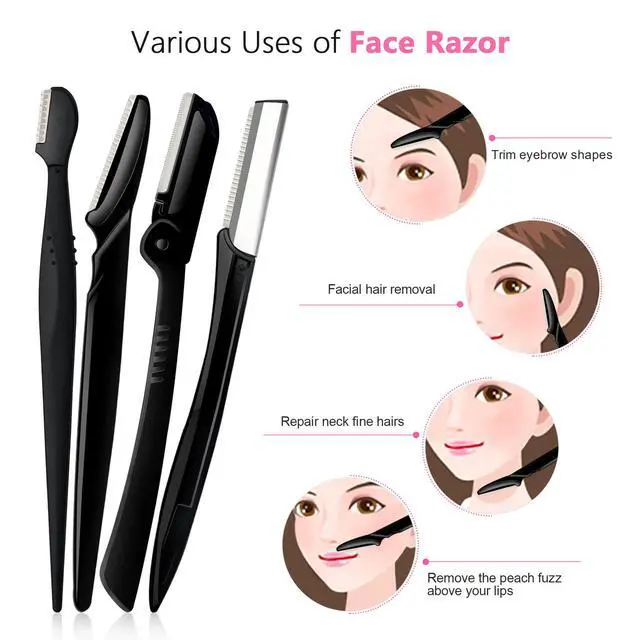 Alt view image 3 of 7 - Eyebrow Razor Pack, Multipurpose Dermaplaning Face Razors for Women Facial Hair Removal/Exfoliating/Eyebrow Face Shavers/Peachfuzz, Bulk Straight Eyebrow Trimmers for Women