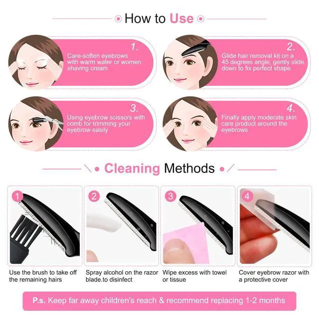 Alt view image 7 of 7 - Eyebrow Razor Pack, Multipurpose Dermaplaning Face Razors for Women Facial Hair Removal/Exfoliating/Eyebrow Face Shavers/Peachfuzz, Bulk Straight Eyebrow Trimmers for Women