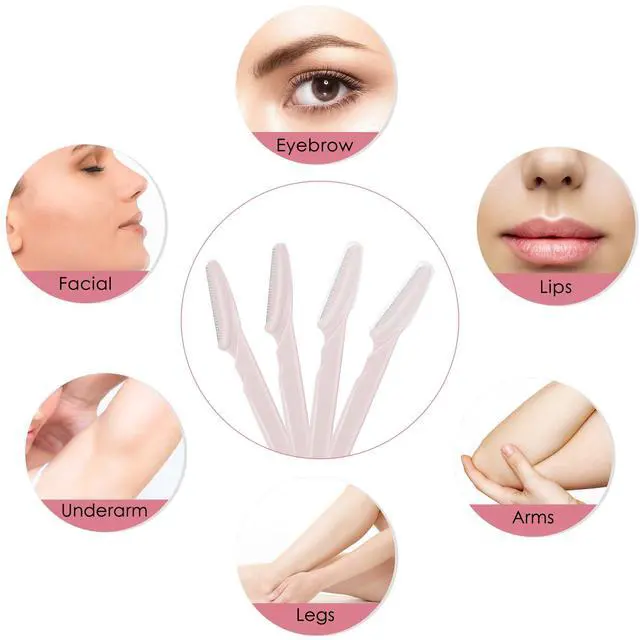 Alt view image 3 of 7 - 6 Pcs Eyebrow Razor Face Razors Multipurpose Facial Razors for Women Men Eyebrow Trimmers Shaver with Protective Cover Dermaplaning Facial Hair Removal Tools Light Pink