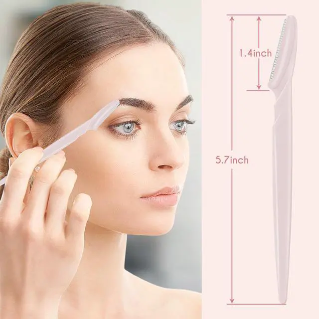 Alt view image 7 of 7 - 6 Pcs Eyebrow Razor Face Razors Multipurpose Facial Razors for Women Men Eyebrow Trimmers Shaver with Protective Cover Dermaplaning Facial Hair Removal Tools Light Pink