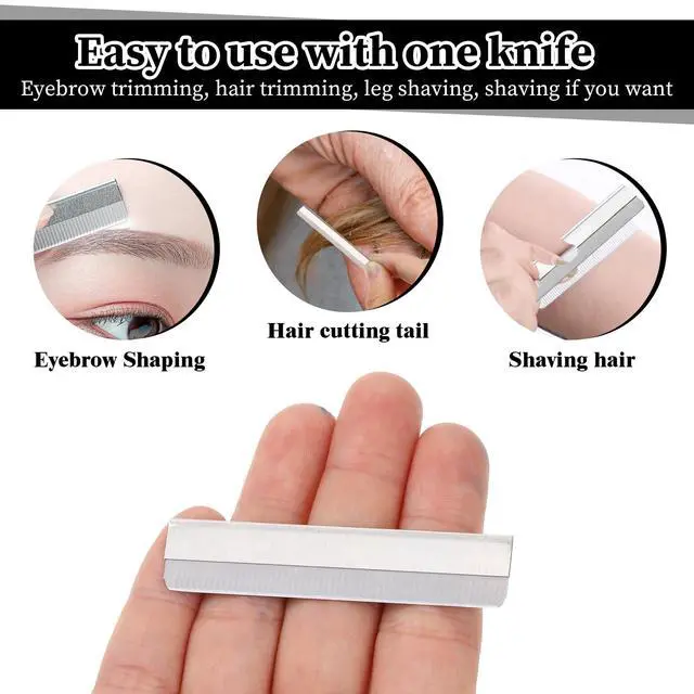 Alt view image 4 of 7 - Straight Razor Blades, 40 Pcs Stainless Steel Brow Razor Single Edge Disposable Safety Eyebrow Trimmer Facial Hair Removers Shaving Tools Blade Refills for Men and Women