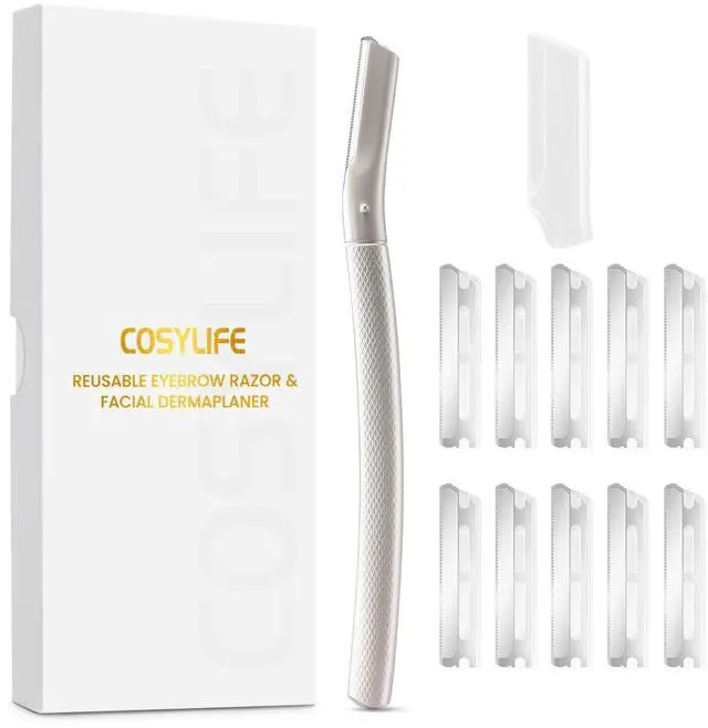 Main image of Razor for Women Face with 10 Blade Refills | Peach Fuzz Removal, Eyebrow Hair Trimmer, Stainless Steel Exfoliating Blades, For sensitive skin
