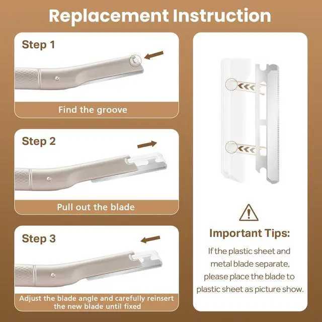 Alt view image 4 of 6 - Razor for Women Face with 10 Blade Refills | Peach Fuzz Removal, Eyebrow Hair Trimmer, Stainless Steel Exfoliating Blades, For sensitive skin