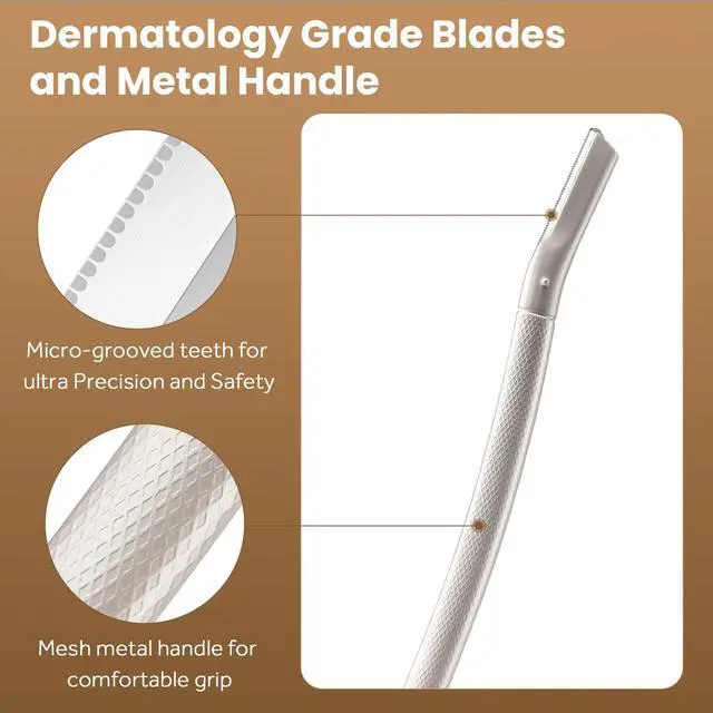 Alt view image 5 of 6 - Razor for Women Face with 10 Blade Refills | Peach Fuzz Removal, Eyebrow Hair Trimmer, Stainless Steel Exfoliating Blades, For sensitive skin