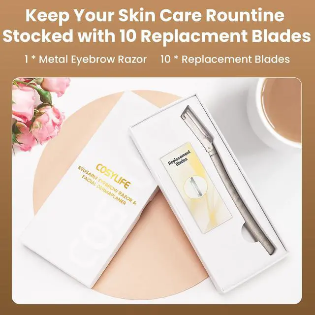 Alt view image 6 of 6 - Razor for Women Face with 10 Blade Refills | Peach Fuzz Removal, Eyebrow Hair Trimmer, Stainless Steel Exfoliating Blades, For sensitive skin