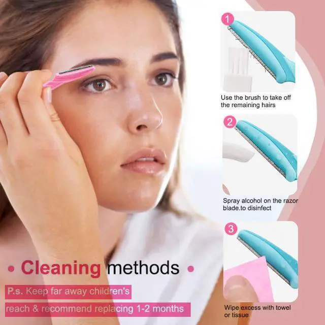 Alt view image 6 of 7 - Ladies Eyebrow Grooming Razors Shaver Set Pack of 3 Multicolor