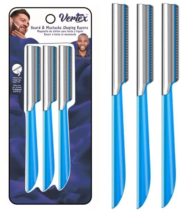 Main image of Beard Shaping Razor Tool Mustache Straight Edge Travel Razors Stainless Steel For Eyebrow Grooming Kit Trimmer Blade For Men Bag Use After Black Color Dye Balm Oil Wash Replacement Disposable Clippers