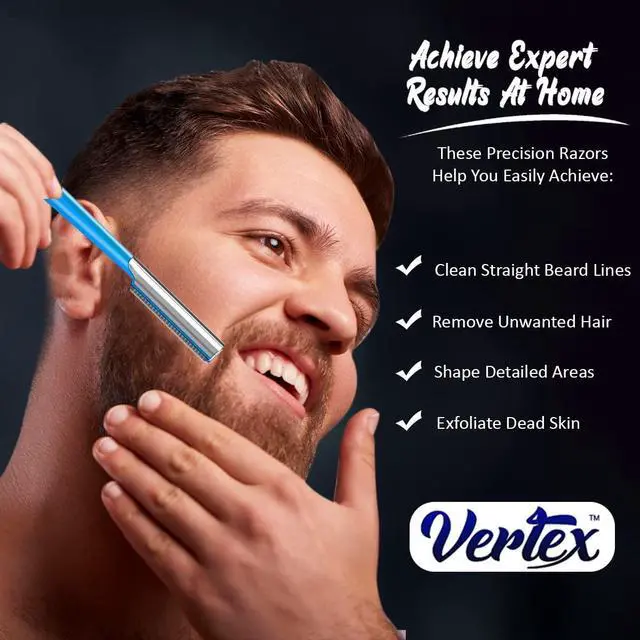 Alt view image 2 of 5 - Beard Shaping Razor Tool Mustache Straight Edge Travel Razors Stainless Steel For Eyebrow Grooming Kit Trimmer Blade For Men Bag Use After Black Color Dye Balm Oil Wash Replacement Disposable Clippers