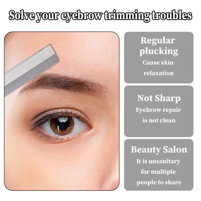 Alt view image 5 of 7 - Straight Razor Blades, 50 Pcs Stainless Steel Brow Razor Single Edge Disposable Safety Razors Blades Eyebrow Trimmer Facial Hair Removers Shaving Tools for Men and Women
