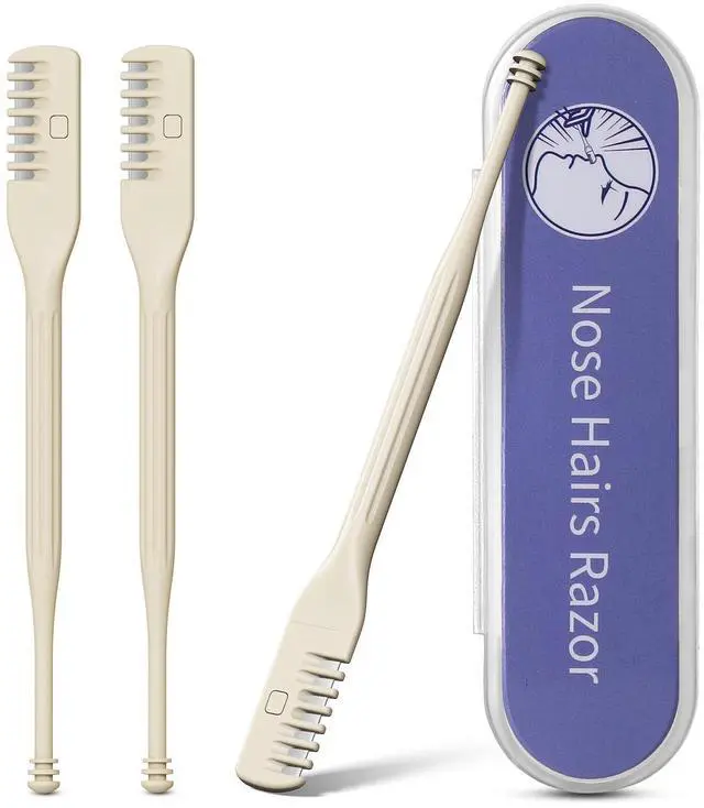 Main image of Manual Nose Hair Trimmer (Pack of 3) - Rotating Nasal Hair Razor Cutter with Ear Picker for Women and Men - Portable Nostril Hair Remover Tools