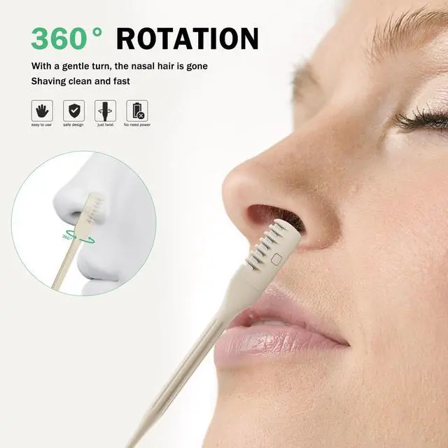 Alt view image 2 of 7 - Manual Nose Hair Trimmer (Pack of 3) - Rotating Nasal Hair Razor Cutter with Ear Picker for Women and Men - Portable Nostril Hair Remover Tools