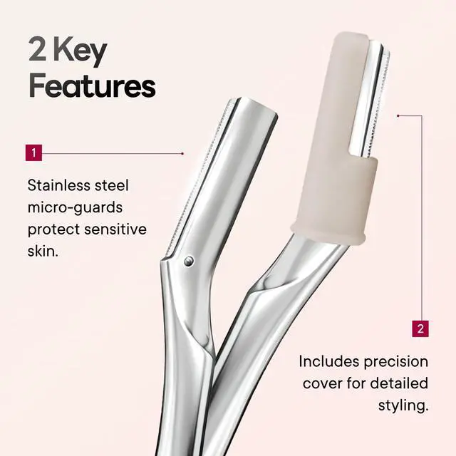 Alt view image 3 of 7 - Eyebrow Razor, Face Razor for Women & Men, 6 Blades, Matte Silver | Facial Razor with Silicone Cover, Peach Fuzz Removal & Face Shaver, Dermaplane Razor, Metal Eyebrow Trimmer