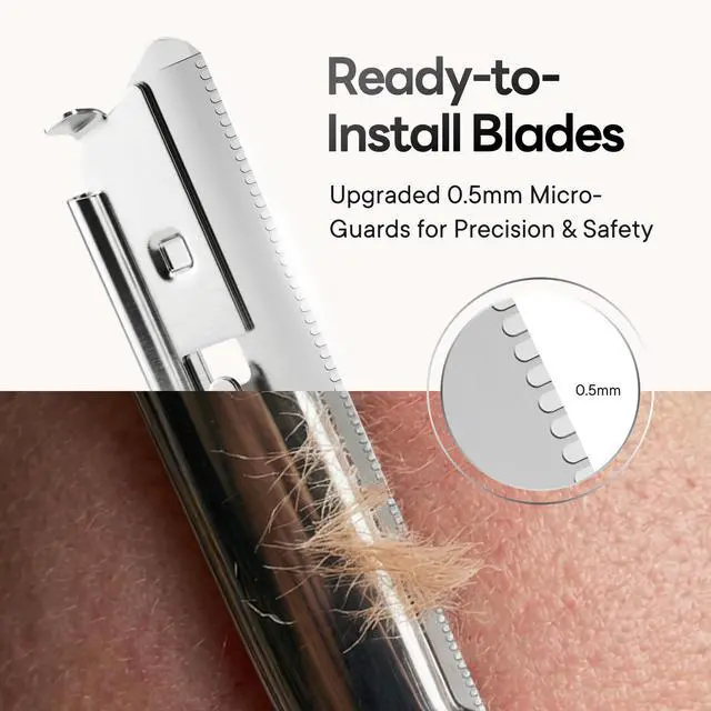 Alt view image 5 of 7 - Eyebrow Razor, Face Razor for Women & Men, 6 Blades, Matte Silver | Facial Razor with Silicone Cover, Peach Fuzz Removal & Face Shaver, Dermaplane Razor, Metal Eyebrow Trimmer