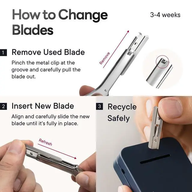 Alt view image 6 of 7 - Eyebrow Razor, Face Razor for Women & Men, 6 Blades, Matte Silver | Facial Razor with Silicone Cover, Peach Fuzz Removal & Face Shaver, Dermaplane Razor, Metal Eyebrow Trimmer