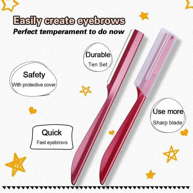 Alt view image 6 of 7 - Eyebrow Trimmer, Completely Stainless Steel Eyebrow Razor Shaper for Men and Women, Grooming Shavers(10 pcs/box)