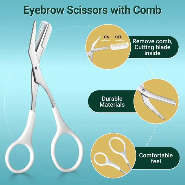 Alt view image 4 of 7 - Tweezers for Women, 8 in 1 Eyebrow Kit with Tweezers, Trimmer, Scissor, Razor, Brush with Travel Bag, Eyebrow Shaping Kit