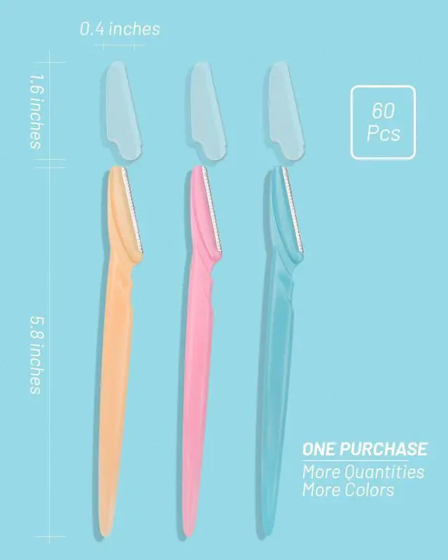 Alt view image 2 of 6 - Dermaplane Razor, 60 Pcs Face Razors for Women and Men, Multipurpose Eyebrow Razor, Dermaplaning Tool for Face by MoHern, Multi-Color (60 Pcs Box)