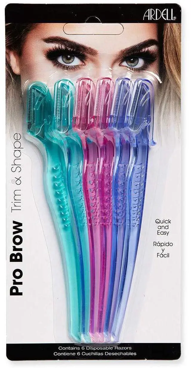 Main image of Pro Brow Trim & Shape, Eyebrow Dermaplane Razor, 6 Count | Precision Face Razors for Women Remove Peach Fuzz, Shape & Trim Brows, Dermaplaning Tool, Assorted Colors
