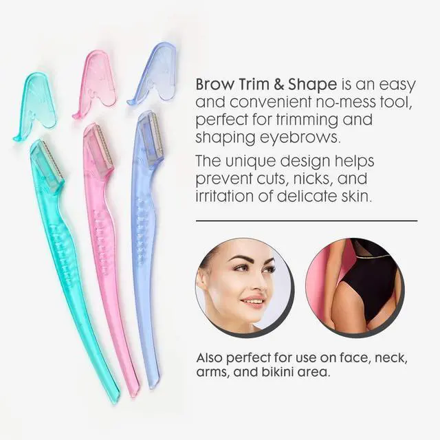Alt view image 3 of 6 - Pro Brow Trim & Shape, Eyebrow Dermaplane Razor, 6 Count | Precision Face Razors for Women Remove Peach Fuzz, Shape & Trim Brows, Dermaplaning Tool, Assorted Colors