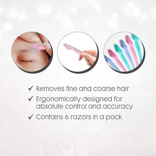 Alt view image 4 of 6 - Pro Brow Trim & Shape, Eyebrow Dermaplane Razor, 6 Count | Precision Face Razors for Women Remove Peach Fuzz, Shape & Trim Brows, Dermaplaning Tool, Assorted Colors
