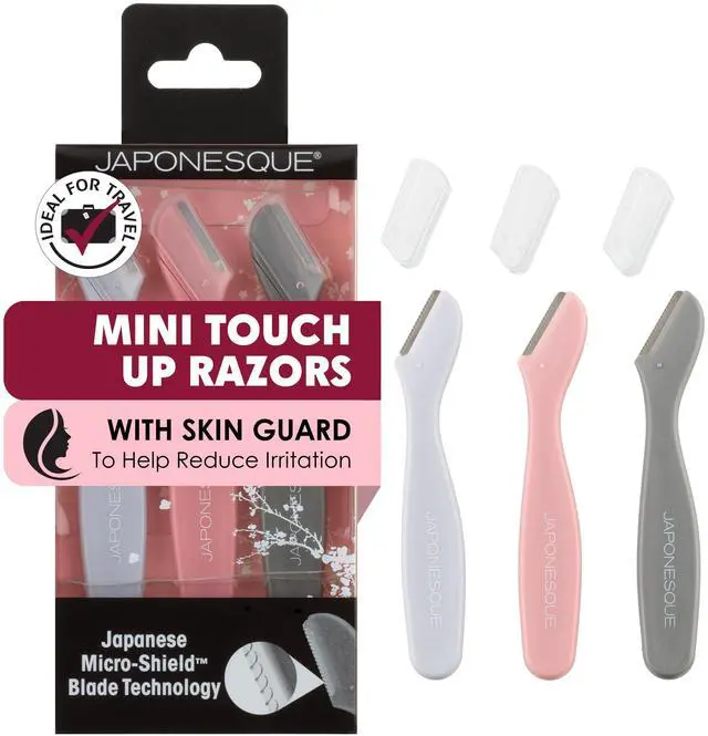 Main image of Mini Touch Up Razors - Travel Size Dermaplaning Tool Set - 3 Piece Mini Travel Razor Kit, One Blade Fixed Dermaplane Razor For Women