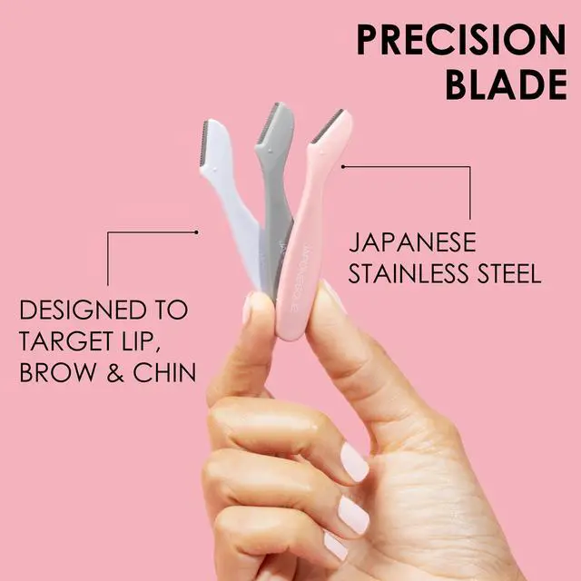 Alt view image 6 of 7 - Mini Touch Up Razors - Travel Size Dermaplaning Tool Set - 3 Piece Mini Travel Razor Kit, One Blade Fixed Dermaplane Razor For Women