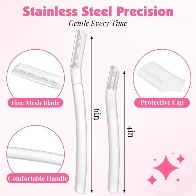 Alt view image 2 of 7 - 32-Pack Face Razors for Women Dermaplane & Eyebrow Razor Set, 24 Long + 8 Short Precision Blades for Peach Fuzz Removal, Gentle Exfoliation, Ideal for Stocking Stuffers (Clear)