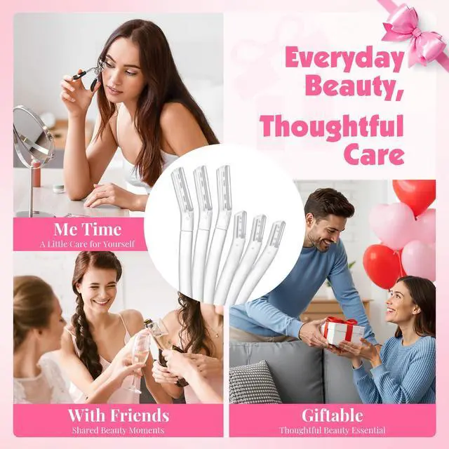 Alt view image 5 of 7 - 32-Pack Face Razors for Women Dermaplane & Eyebrow Razor Set, 24 Long + 8 Short Precision Blades for Peach Fuzz Removal, Gentle Exfoliation, Ideal for Stocking Stuffers (Clear)