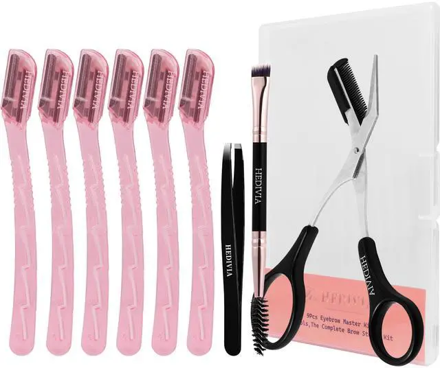 Main image of 9 Pcs Professional Eyebrow Razor for Women Kit,Face Razors for Women Dermaplaning,Dermaplane Razor for Women Face, Womens Disposable Razors for Women with 6 Small Razors Set(Pink)