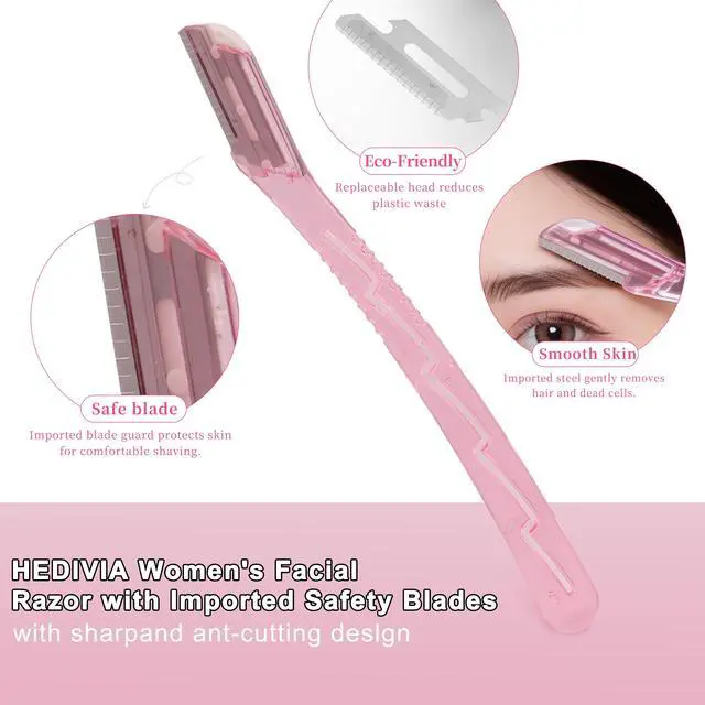 Alt view image 2 of 7 - 9 Pcs Professional Eyebrow Razor for Women Kit,Face Razors for Women Dermaplaning,Dermaplane Razor for Women Face, Womens Disposable Razors for Women with 6 Small Razors Set(Pink)