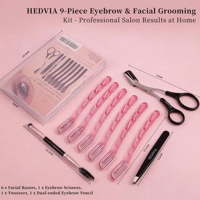 Alt view image 7 of 7 - 9 Pcs Professional Eyebrow Razor for Women Kit,Face Razors for Women Dermaplaning,Dermaplane Razor for Women Face, Womens Disposable Razors for Women with 6 Small Razors Set(Pink)