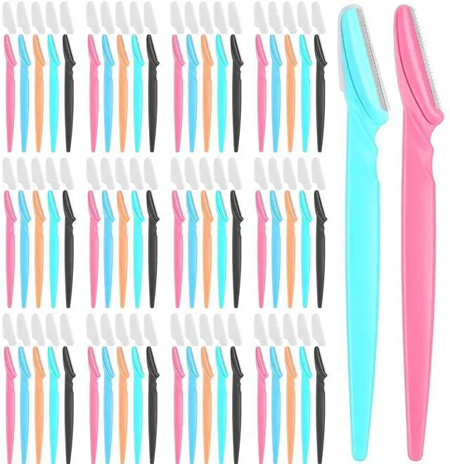 Main image of 100 Pcs Eyebrow and Face Razors for Women and Men, Multi-Color Facial Shavers with Protective Covers, Safe for Beginners