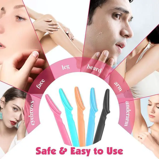 Alt view image 6 of 7 - 100 Pcs Eyebrow and Face Razors for Women and Men, Multi-Color Facial Shavers with Protective Covers, Safe for Beginners
