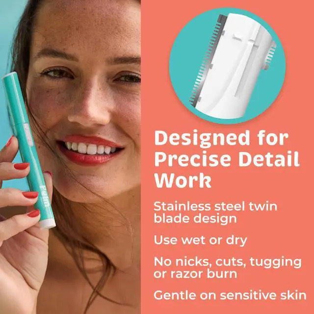 Alt view image 4 of 7 - Face Razor for Women, Twin-Blade Hair Trimmer, Battery Included | Quick facial hair removal, hair trimmer women, eyebrow razor, upper lip, nose, battery included, stainless steel twin-blade