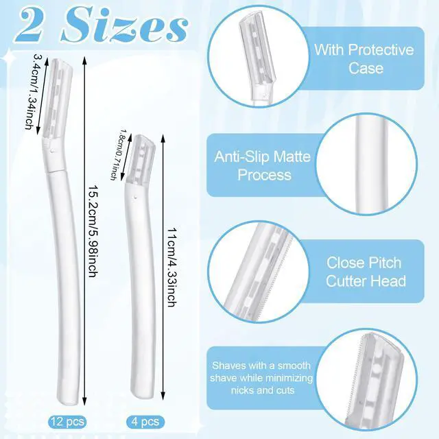 Alt view image 2 of 7 - 16 Count Dermaplane Razor for Women Face, Micro Blades | Professional Clear Face Razors for Peach Fuzz, Eyebrow Hair Remover, 12 Long and 4 Short Gentle Skin Exfoliation Blades