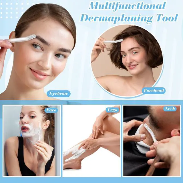 Alt view image 5 of 7 - 16 Count Dermaplane Razor for Women Face, Micro Blades | Professional Clear Face Razors for Peach Fuzz, Eyebrow Hair Remover, 12 Long and 4 Short Gentle Skin Exfoliation Blades