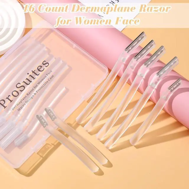 Alt view image 7 of 7 - 16 Count Dermaplane Razor for Women Face, Micro Blades | Professional Clear Face Razors for Peach Fuzz, Eyebrow Hair Remover, 12 Long and 4 Short Gentle Skin Exfoliation Blades