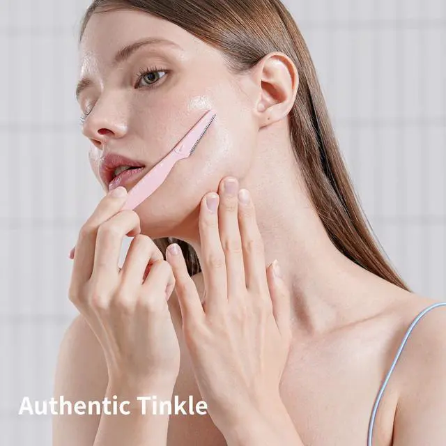 Alt view image 2 of 7 - (3 ct), Eyebrow Razor & Face Razors for Women, Peach Fuzz Remover, Dermaplaning Tool, Stainless Steel Blades, Stocking Stuffers