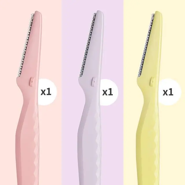 Alt view image 3 of 7 - (3 ct), Eyebrow Razor & Face Razors for Women, Peach Fuzz Remover, Dermaplaning Tool, Stainless Steel Blades, Stocking Stuffers