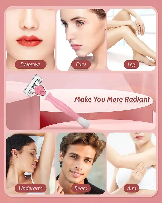 Alt view image 5 of 7 - Razors for Women Sensitive Skin, 6 Blades Womens razors for Shaving, including 1 Travel Razor for Women with 12 Blade Refills