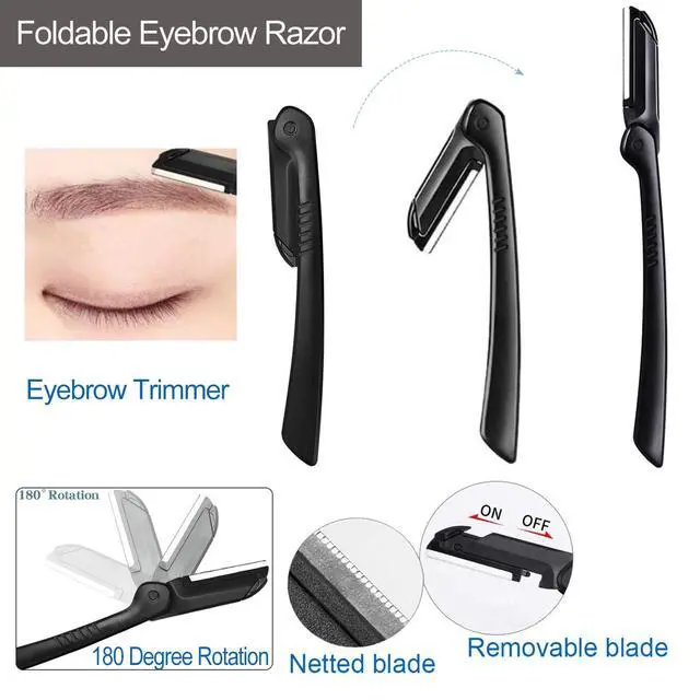 Alt view image 3 of 7 - Eyebrow Razor, Eyebrow Kit, 5 in 1 Eyebrow Trimmer, Eyebrow Grooming Set for Women and Men, Including Comb Tweezers, Scissors, Brow Razors, Brush for Eyebrow Eyelash Extensions