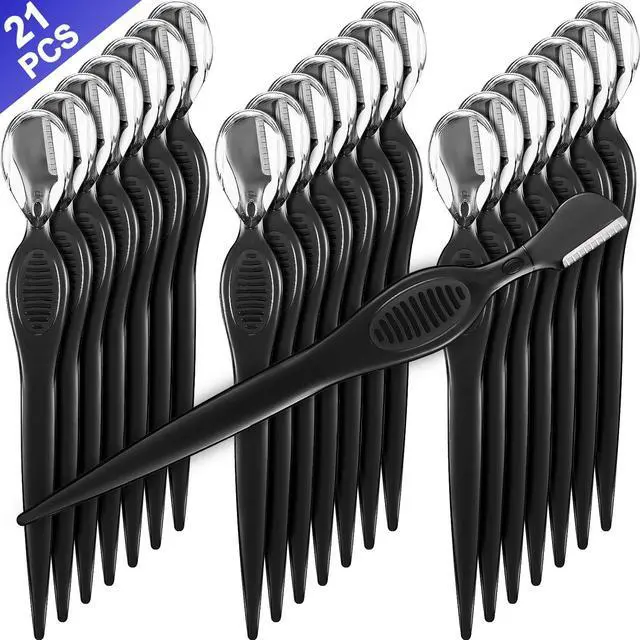 Main image of 21 Pcs Eyebrow Razor Face Trimmer Cover,Black | Facial Shaver for Women Makeup, Multipurpose Dermaplaning Tool with Safety Guard, Portable Peach Fuzz Remover