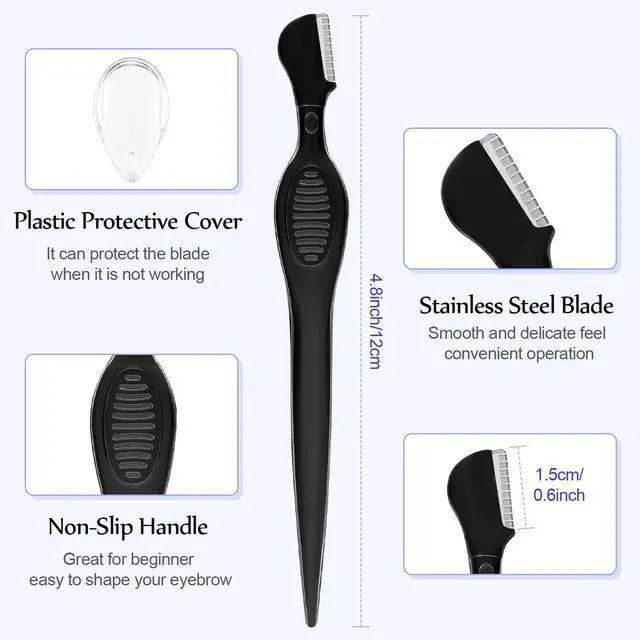 Alt view image 2 of 6 - 21 Pcs Eyebrow Razor Face Trimmer Cover,Black | Facial Shaver for Women Makeup, Multipurpose Dermaplaning Tool with Safety Guard, Portable Peach Fuzz Remover