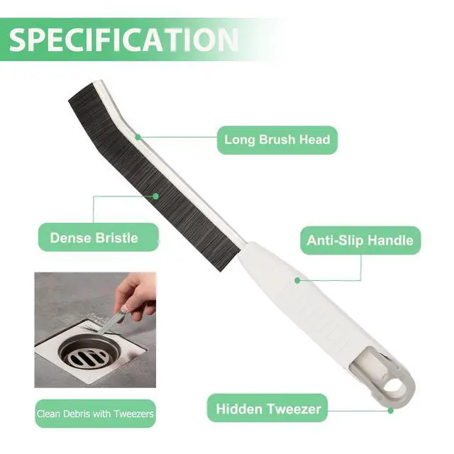 Alt view image 3 of 5 - Crevice Cleaning Brush Hard Bristled, Grout Cleaner Brush, Multifunctional Thin Gap Scrub Brush, Bathroom Cleaner Tools for Household Use, Kitchen, Window, Toilet, Grout, Faucets(3PCS Frtosted White)