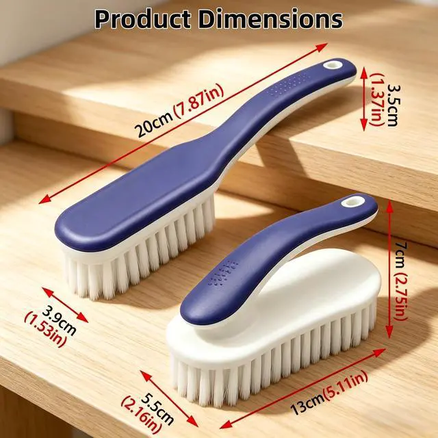 Alt view image 2 of 7 - Cleaning Scrub Brushes Set, Ergonomic Long & Short Handle Cleaning Brushes, Non-Shedding Soft Moderate Hardness Bristles for Laundry Stains, Shoe Care, Fabric & Hard Surface Household Deep Cleaning