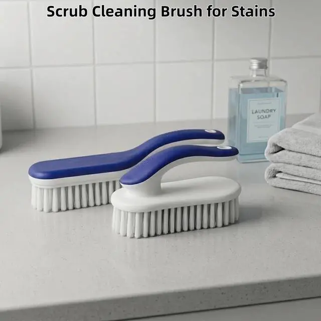 Alt view image 3 of 7 - Cleaning Scrub Brushes Set, Ergonomic Long & Short Handle Cleaning Brushes, Non-Shedding Soft Moderate Hardness Bristles for Laundry Stains, Shoe Care, Fabric & Hard Surface Household Deep Cleaning