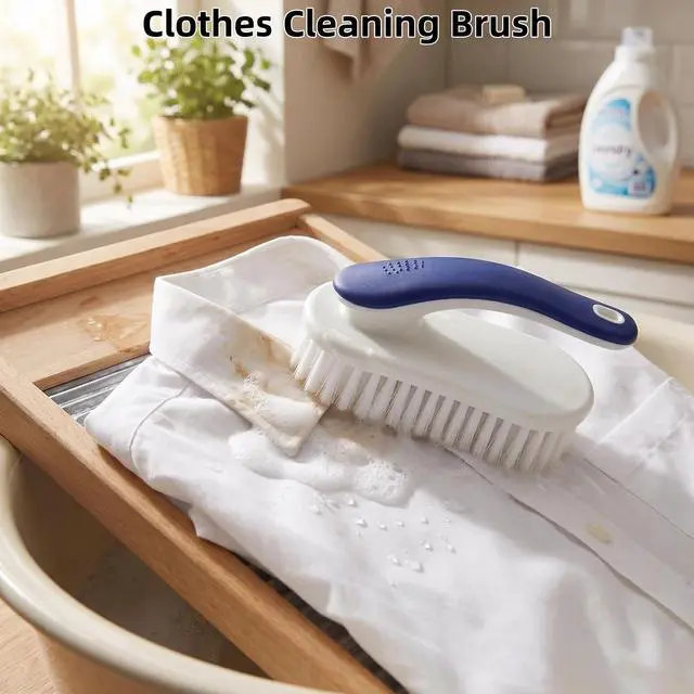 Alt view image 5 of 7 - Cleaning Scrub Brushes Set, Ergonomic Long & Short Handle Cleaning Brushes, Non-Shedding Soft Moderate Hardness Bristles for Laundry Stains, Shoe Care, Fabric & Hard Surface Household Deep Cleaning