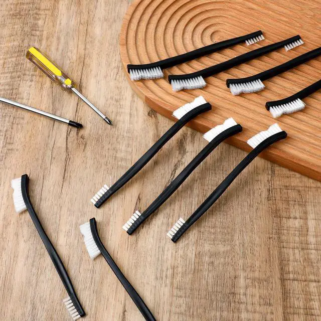 Alt view image 7 of 7 - 9Pcs Double-Ended Cleaning Brushes Set Nylon All Purpose Clean Brush Small Detailing Crevice Brush Mini Stiff Bristles Brushes for Kitchen Sink Bathroom Gaps Corner Small Space