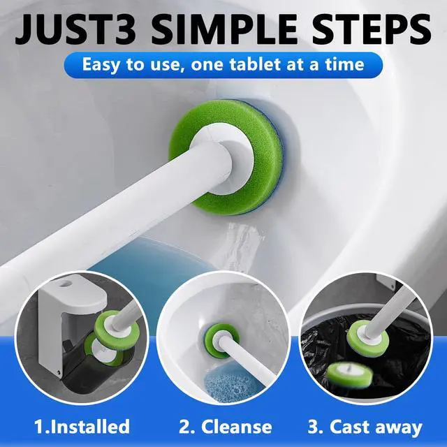 Alt view image 5 of 7 - Disposable Toilet Brush,Toilet Bowl Brush and Holder with 24 Wand Refills | Wall Mounted,Quick Change Replacement Heads,for Bathroom Toilet