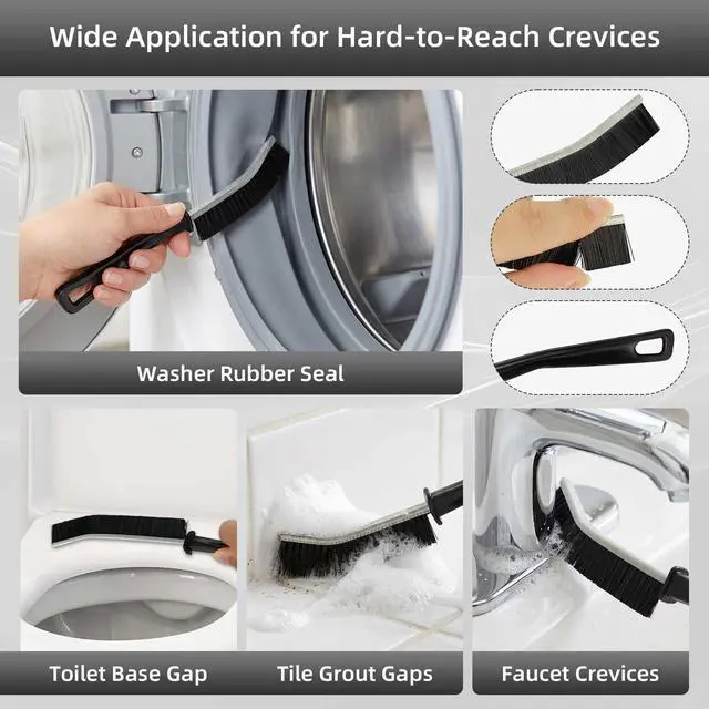 Alt view image 3 of 7 - Crevice Cleaning Brush, Hard Bristle Cleaning Tool with Scraper, Grout Brush kit for Bathroom, Kitchen, Sink, Faucet, Window Grooves, Bottles, Blenders, 12Pcs